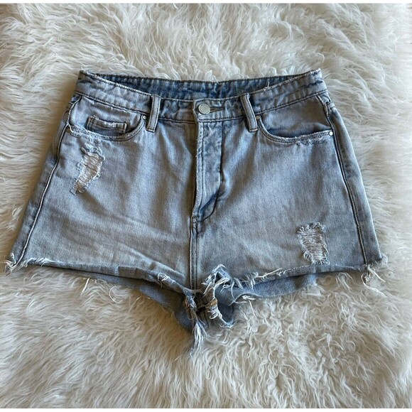 BlankNYC Size 27 Cut Off Jean Shorts Blue Jean Shorts Frayed & Distressed J20 - Picture 3 of 9
